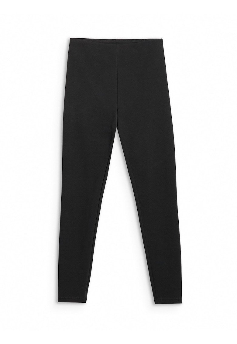 Colanti sport dama - slim fit - talie inalta - negru - bumbac