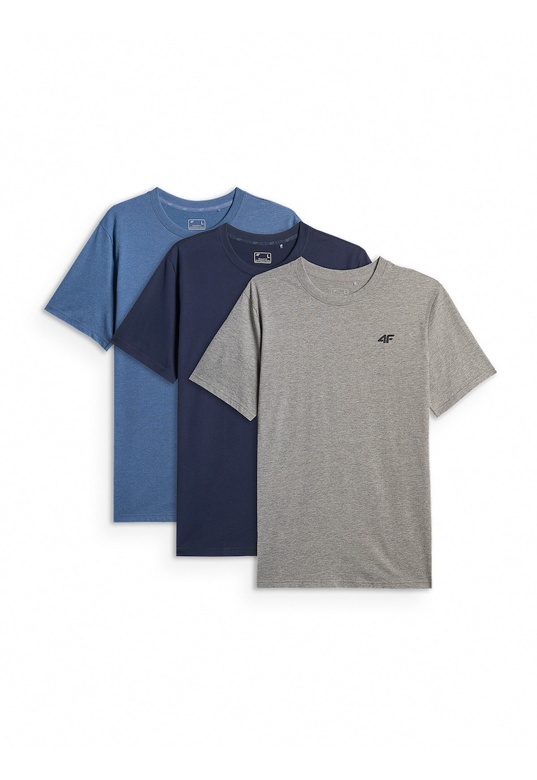 Tricouri barbati - set de 3 - gri - negru - bleumarin - bumbac