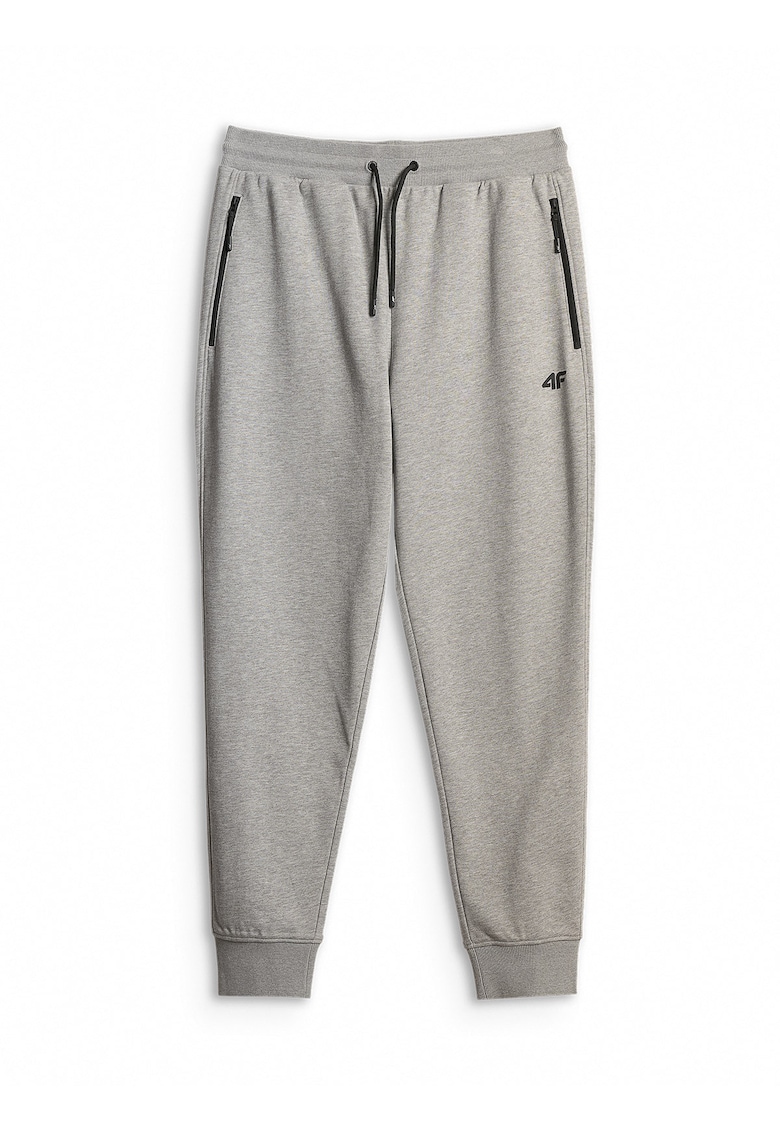 Pantaloni sport barbati - jogger - 2 buzunare cu fermoar - gri - french terry -