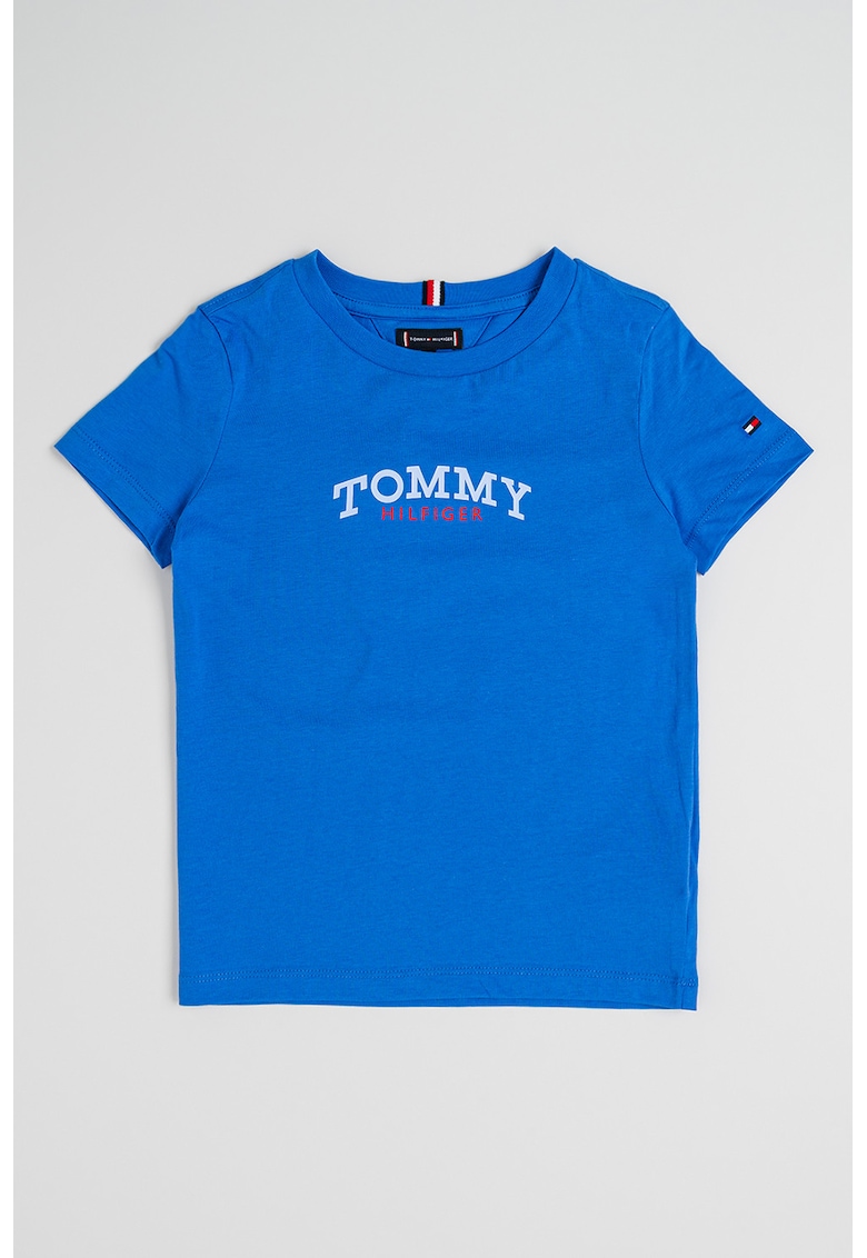 Tricou din bumbac cu imprimeu logo - Albastru cobalt