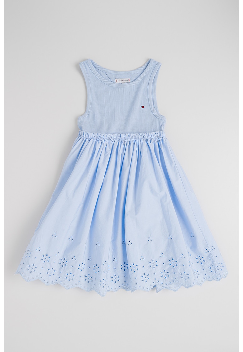 Rochie evazata din bumbac - Albastru pastel