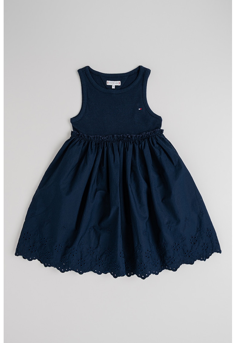 Rochie evazata din bumbac - Bleumarin