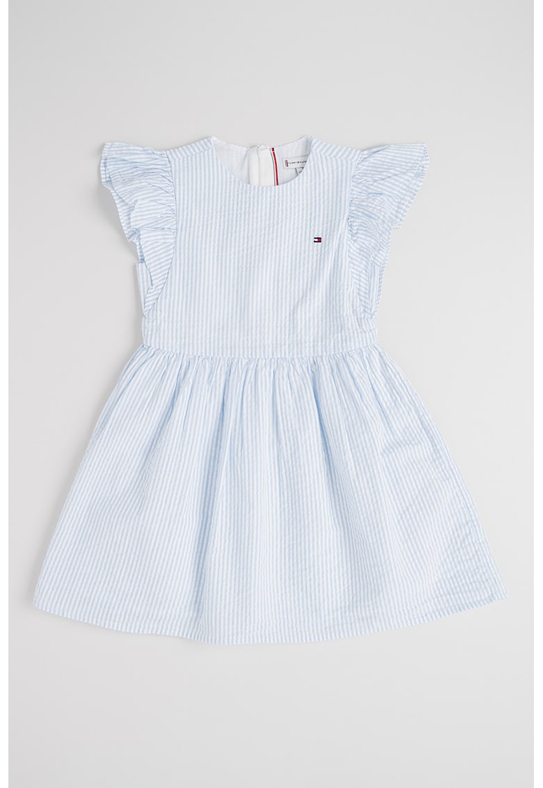Rochie din bumbac cu model in dungi - Alb/Albastru deschis