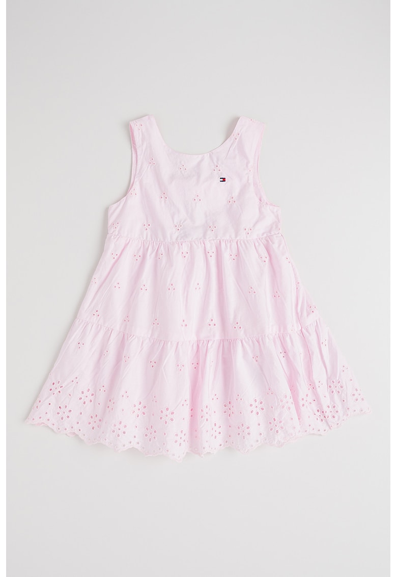 Rochie uni din bumbac - Roz deschis