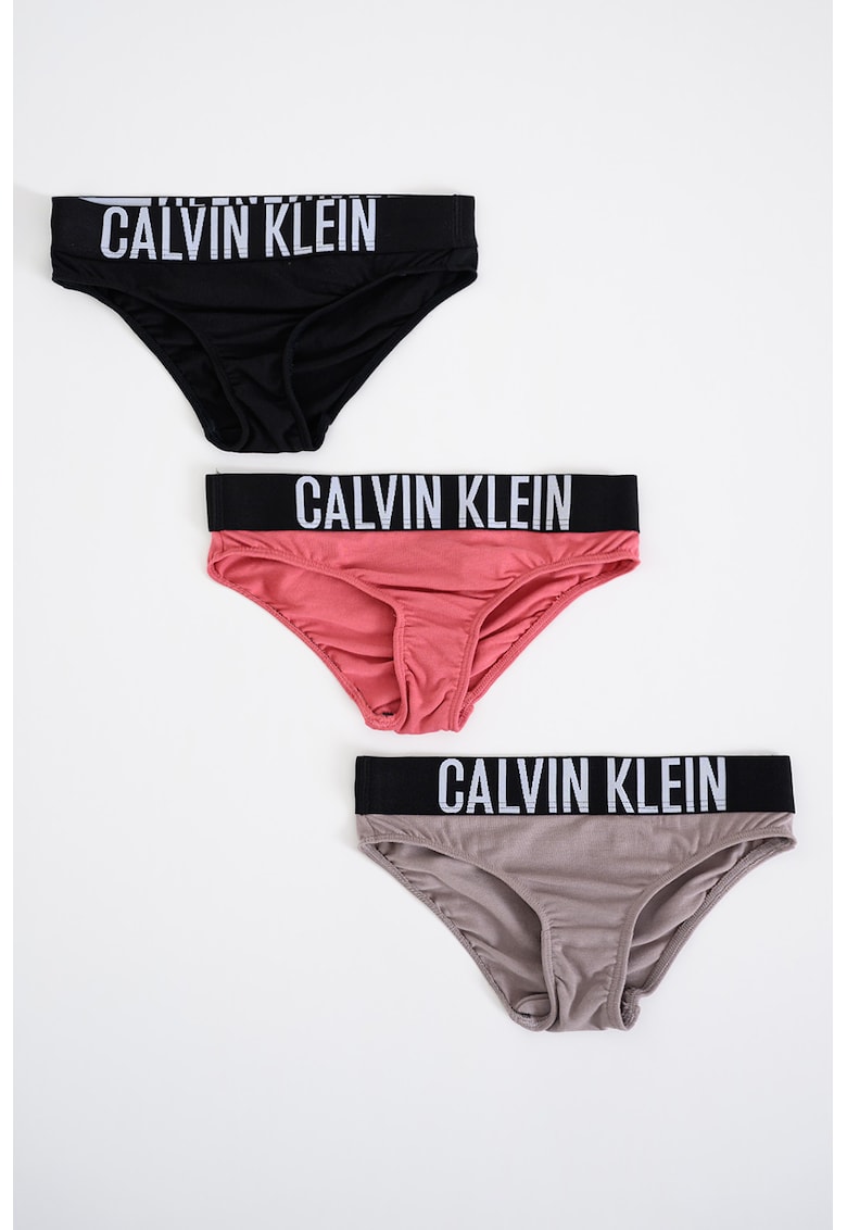 Set de chiloti cu logo - 3 Perechi - Negru/Gri deschis/Rosu stins