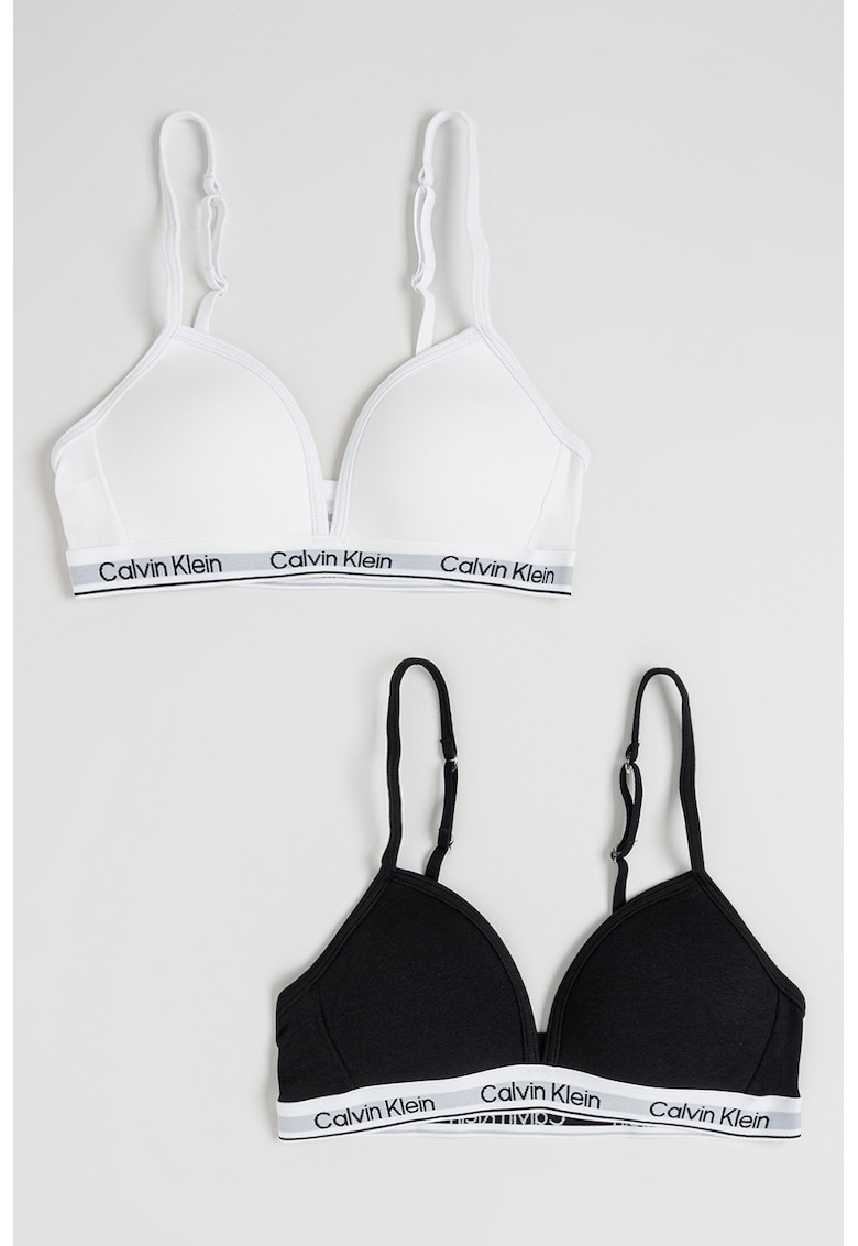 Set de bustiere cu logo - 2 Perechi - Negru stins/Alb optic