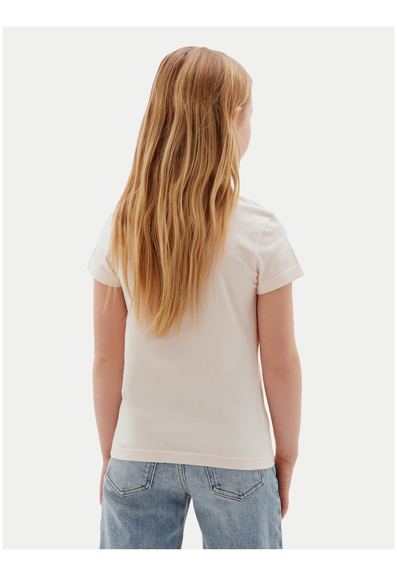 Tricou din bumbac organic cu imprimeu logo - Roz deschis