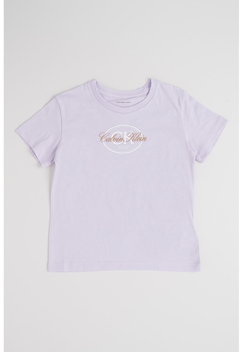 Tricou din bumbac organic cu decolteu la baza gatului - Lila