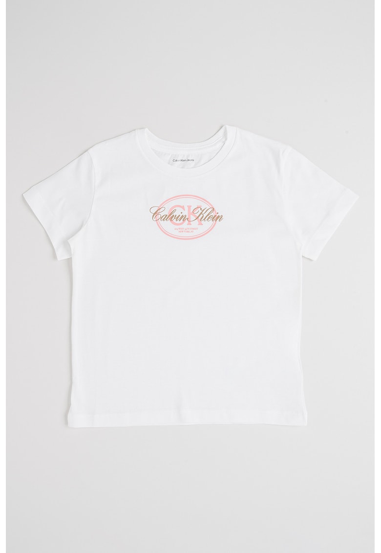 Tricou din bumbac organic cu decolteu la baza gatului - Alb optic