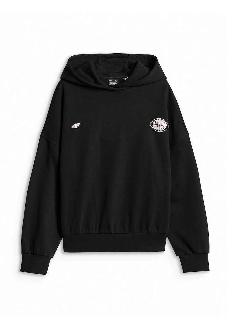 Hanorac dama oversize - gluga - bumbac - negru