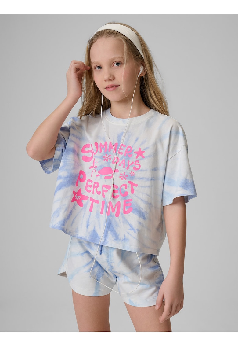 Tricou sport pentru fete - imprimeu tie-dye - multicolor - bumbac