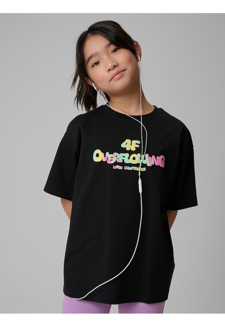 Tricou sport copii - bumbac - croiala lejera - negru