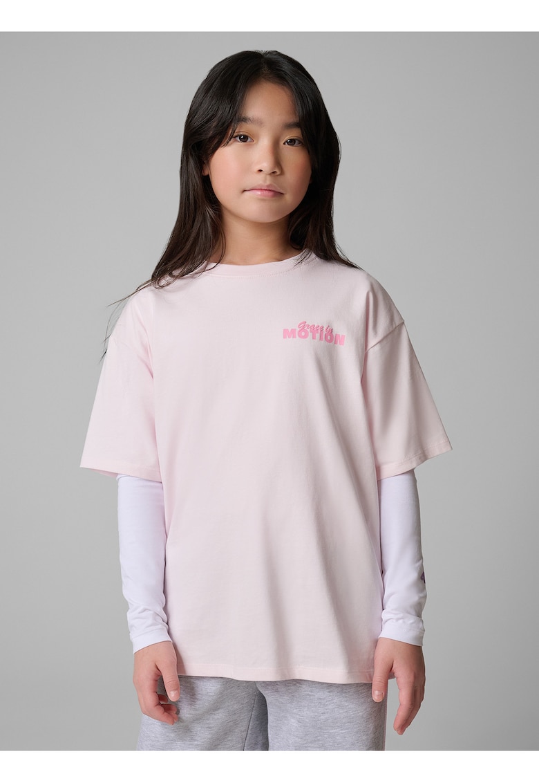 Tricou sport pentru fete - bumbac - croiala lejera - roz