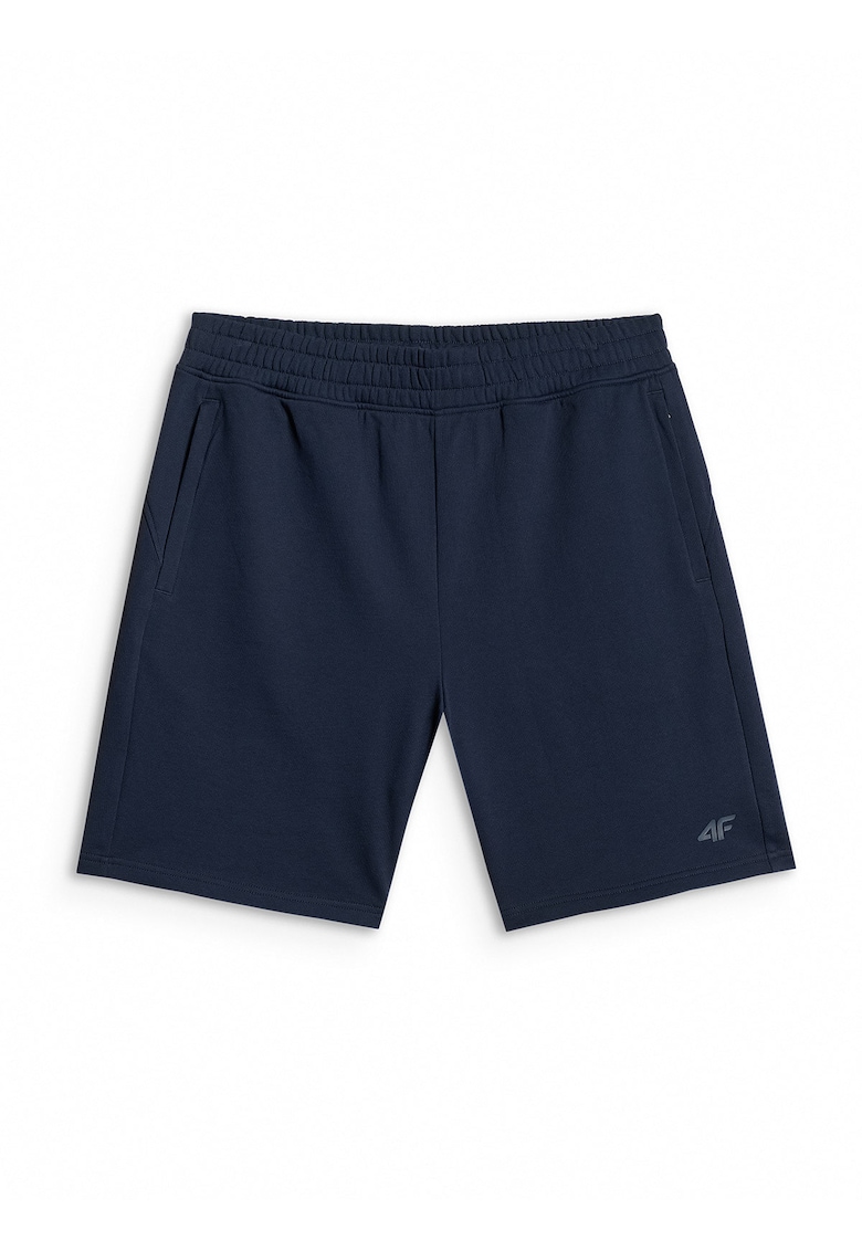 Pantaloni scurti de trening barbati bleumarin - croiala regular - talie ajustabila - buzunare cu fermoar -