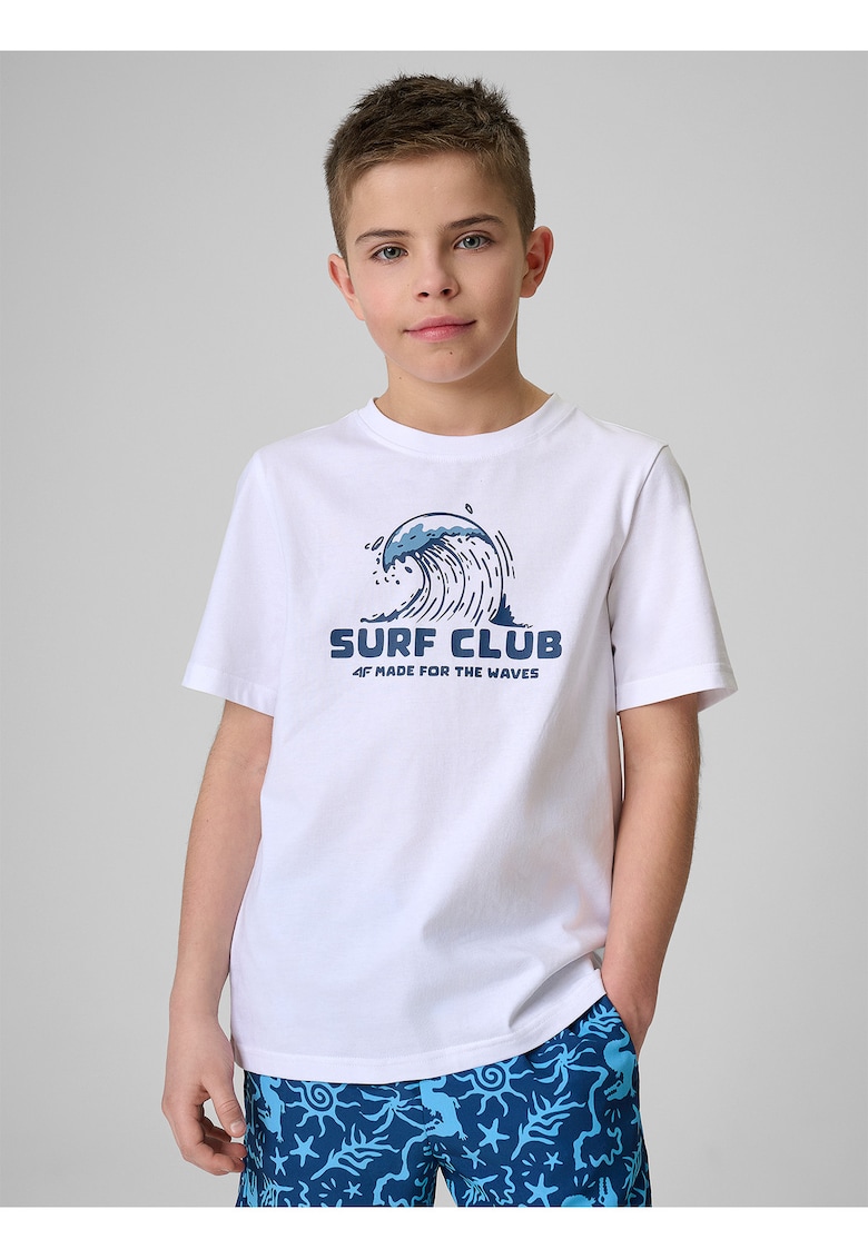 Tricou sport regular - bumbac - alb - pentru baieti