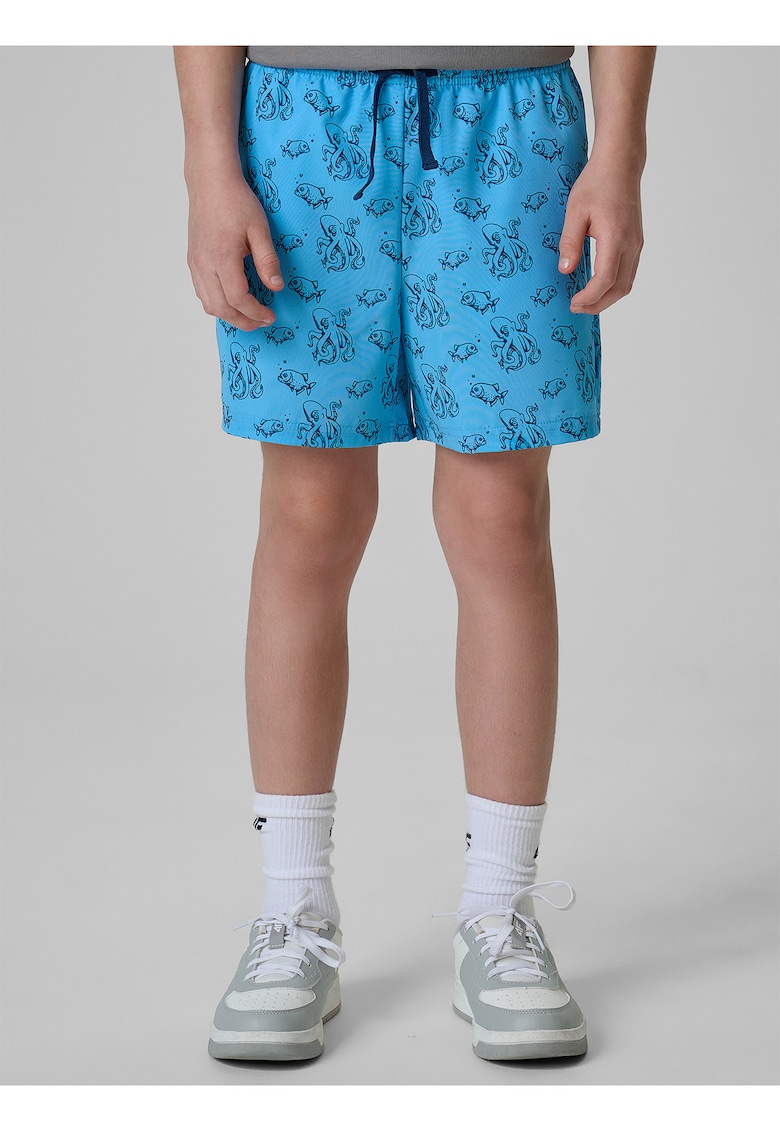 Pantaloni scurti baieti uscare rapida - ajustare talie - albastru - poliester/elastan