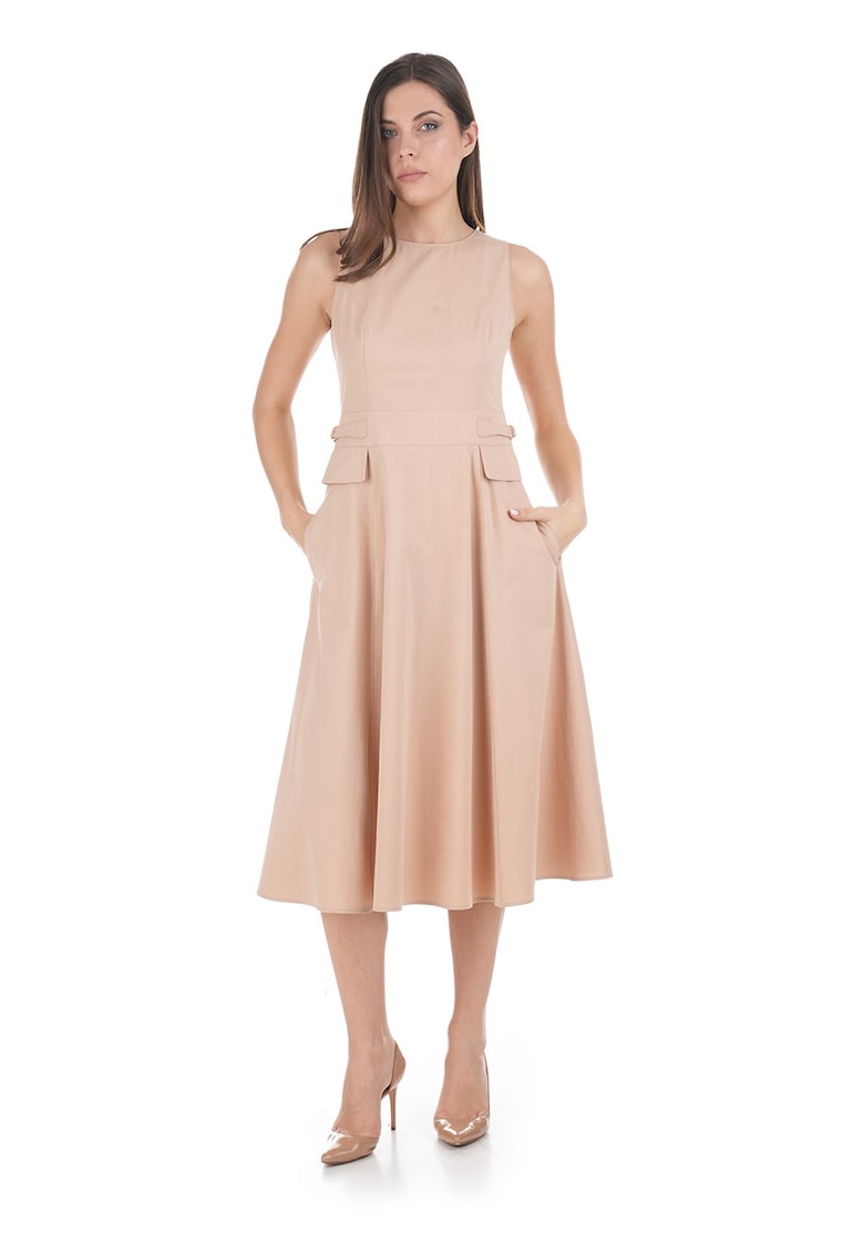 Rochie evazata din bumbac cu buzunare decorative
