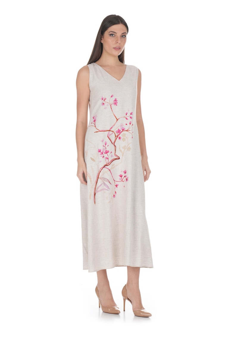 Rochie cu imprimeu floral si decolteu in v