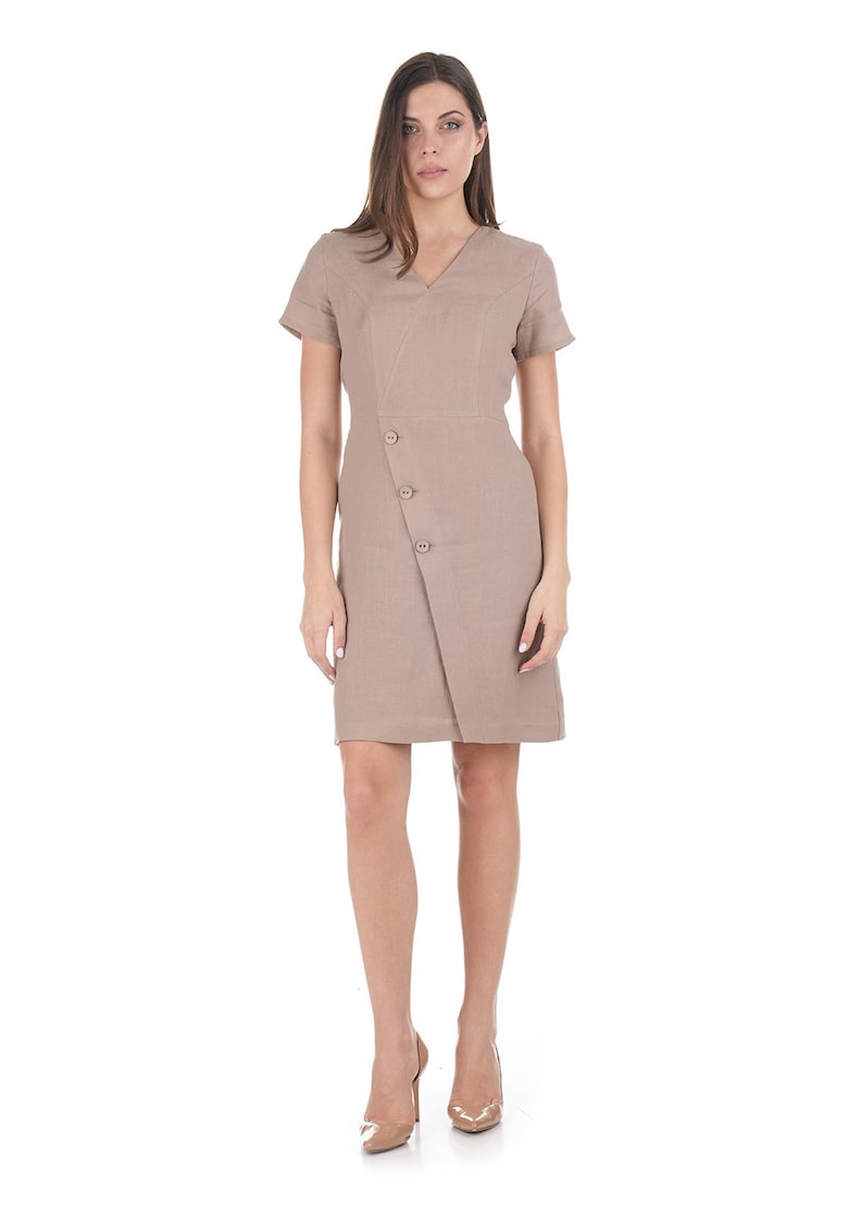 Rochie scurta din in cu decolteu in V