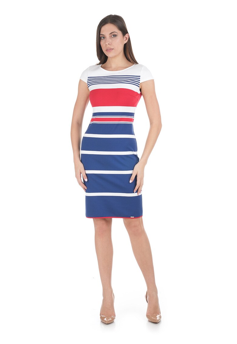 Rochie bodycon cu dungi si maneca scurta