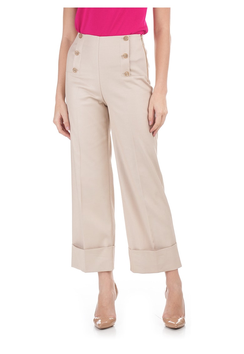 Pantaloni drepti uni din amestec de bumbac