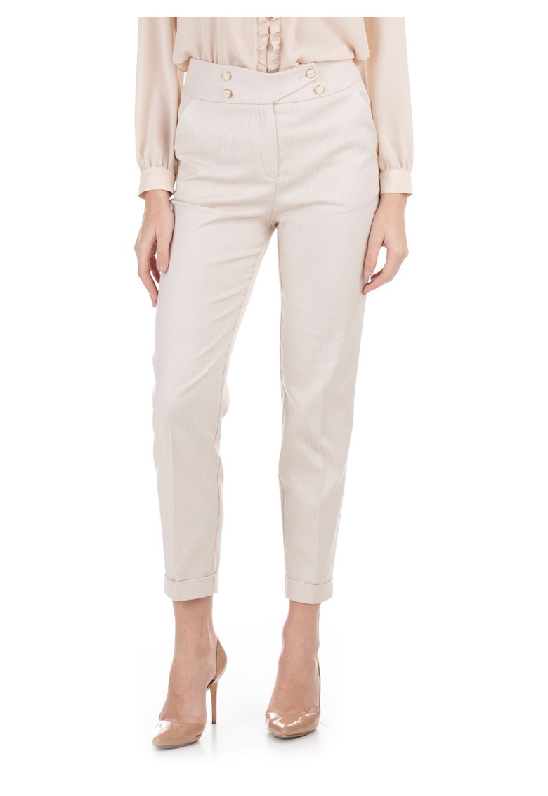 Pantaloni crop cu talie inalta