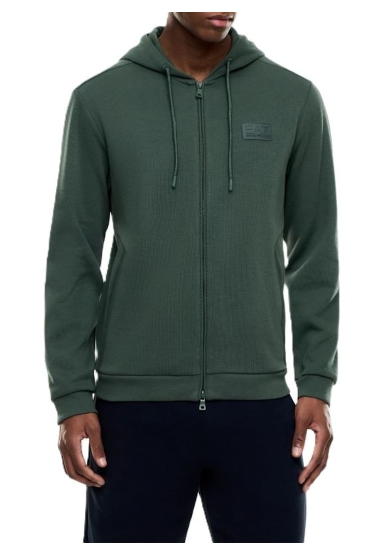 Bluza cu fermoar barbati TRAIN LUX M HOODIE FZ CO PL - Bumbac - Verde - Verde