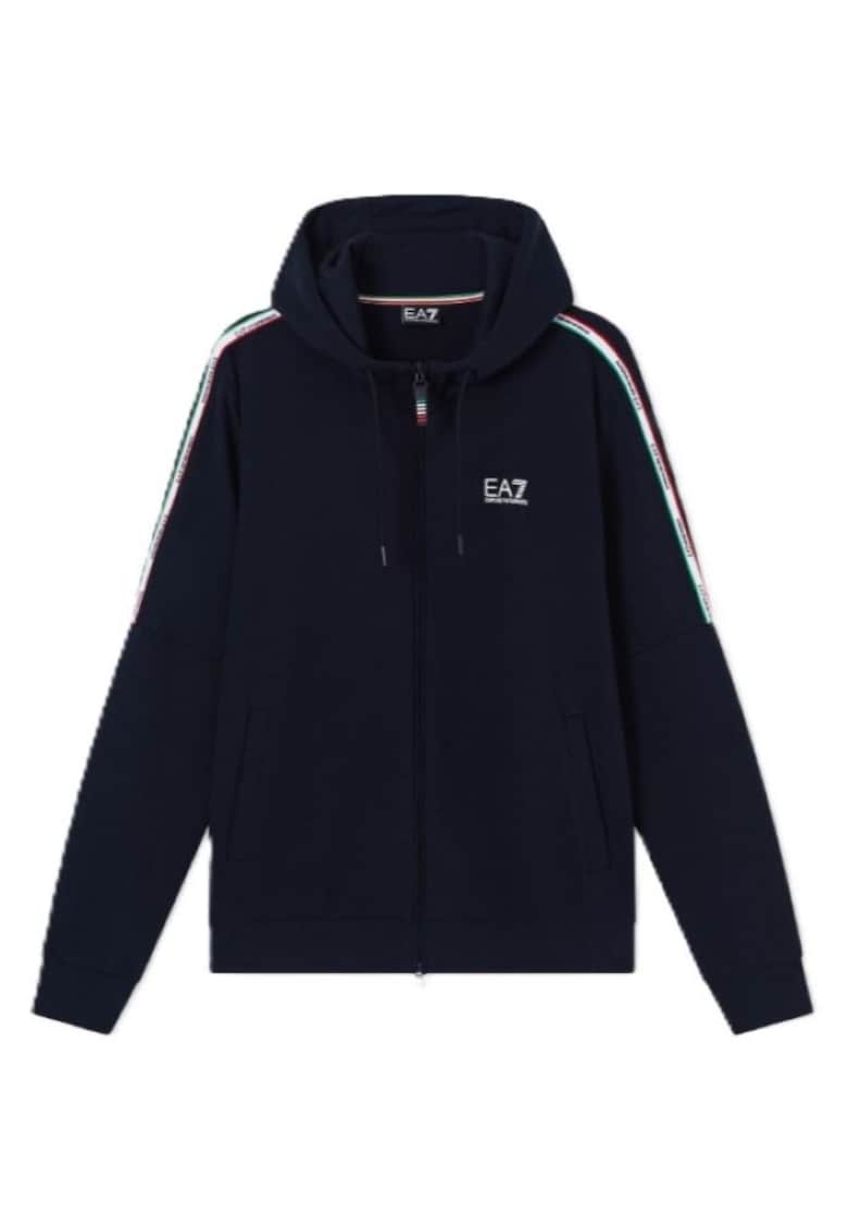 Bluza cu fermoar barbati TRAIN ITALIAN SPIRIT M HOODIE FZ COPL - Bumbac - Albastru - Albastru