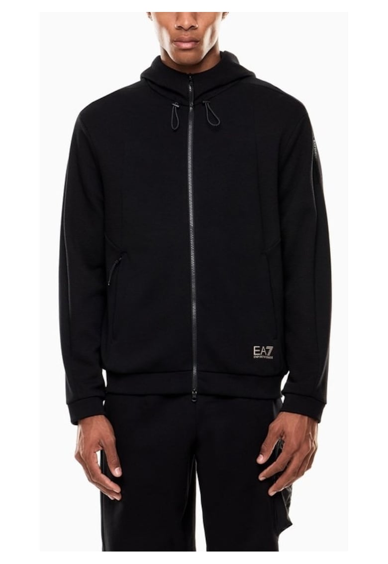 Bluza cu fermoar barbati TRAIN ATHLETIC MIX M HOODIE FZ COPL - Bumbac - Negru - Negru
