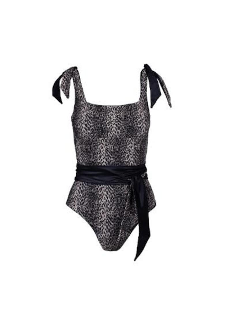 costum de baie intreg reversibil cu decolteu fata si spate patrat - Multicolor