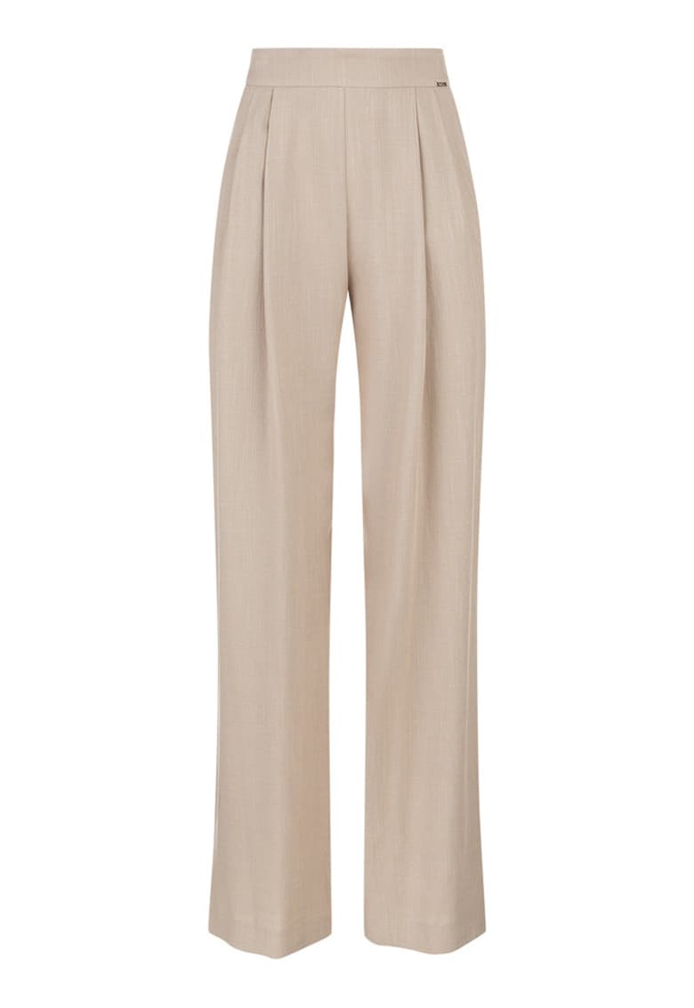 Pantaloni din amestec de in cu croiala lejera