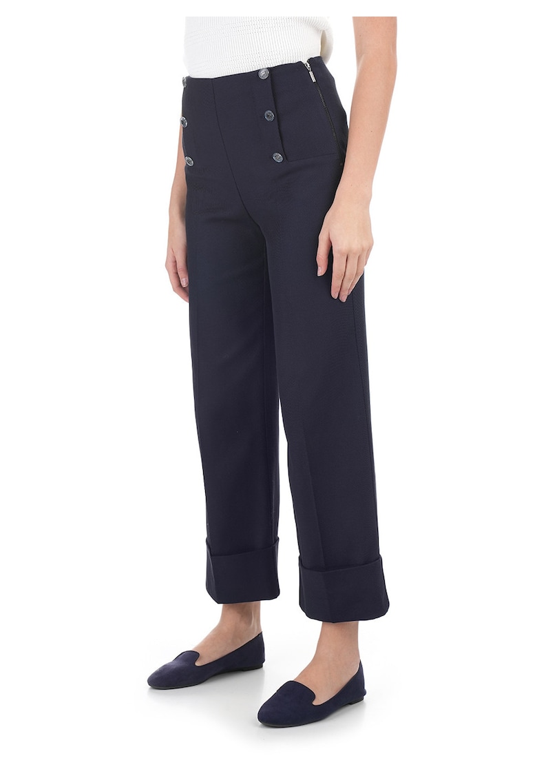 Pantaloni drepti crop cu talie inalta -