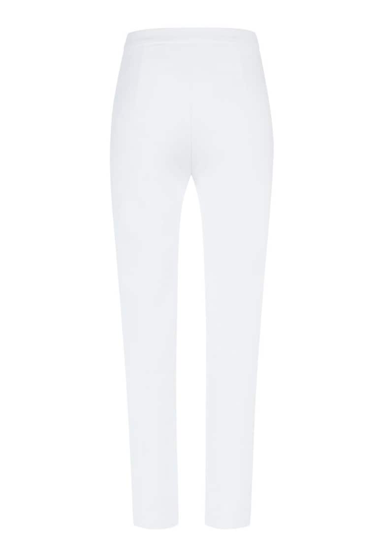 Pantaloni albi cu talie inalta si croiala dreapta