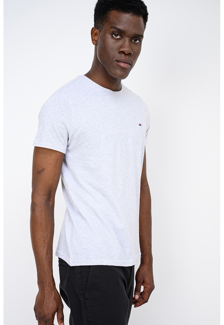 Tricou slim fit de bumbac - Gri deschis melange