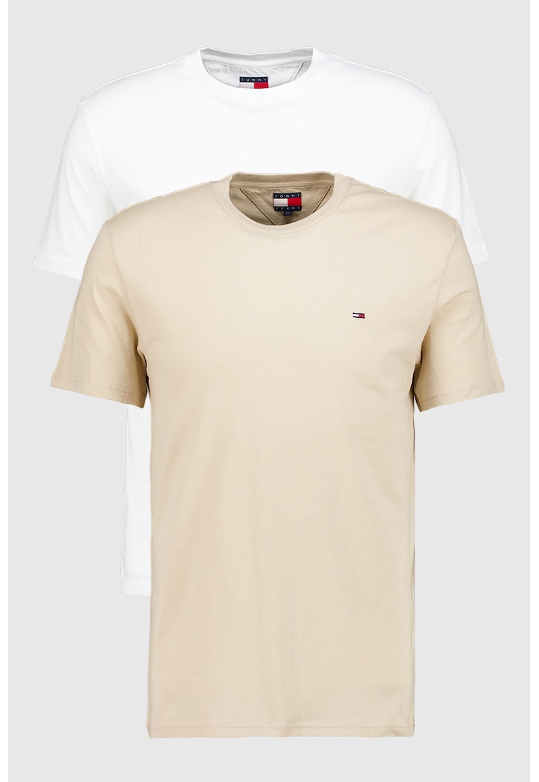 Set de tricouri slim fit din bumbac - 2 piese - Alb/Bej