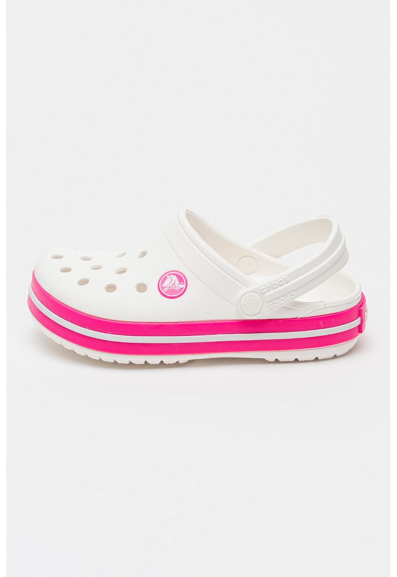 Saboti slingback flatform Crockband - Alb/Fucsia