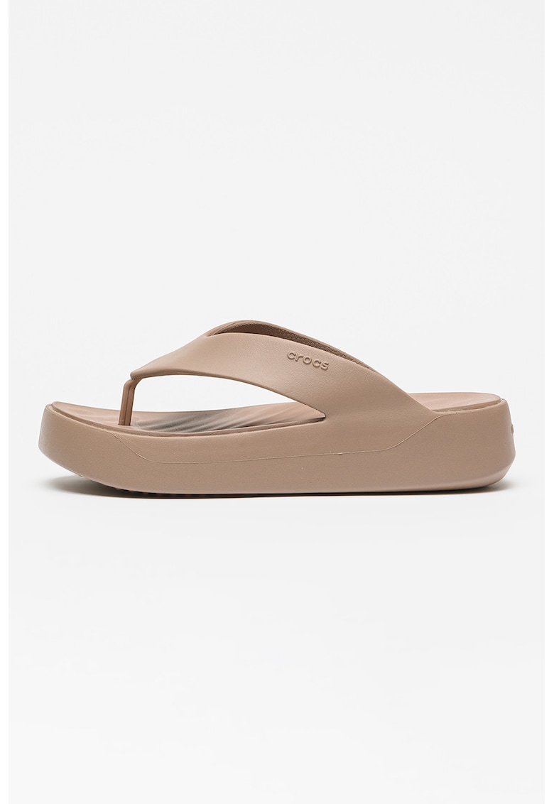 Papuci flip-flop flatform cu logo Getaway - Maro taupe inchis