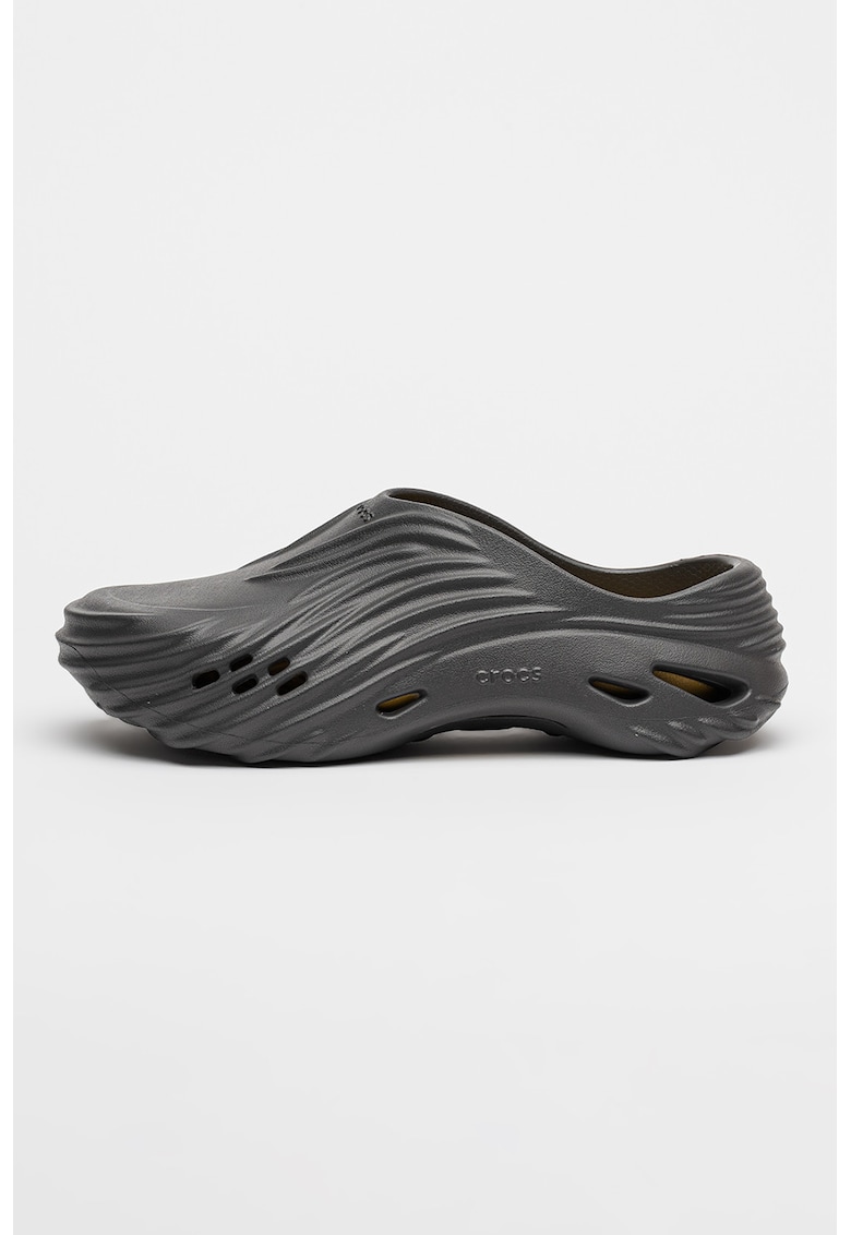 Saboti unisex cu perforatii si model texturat Echo Wave - Gri inchis