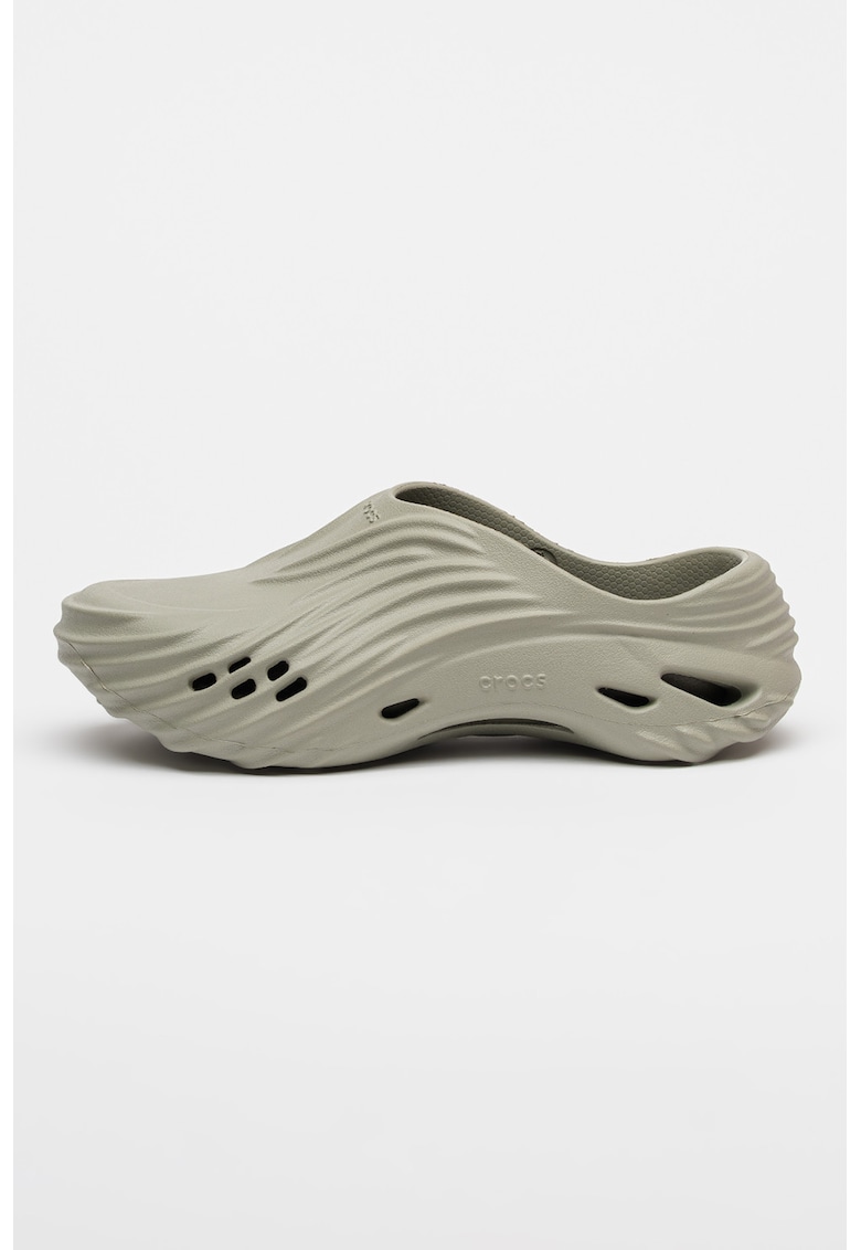 Saboti unisex cu perforatii si model texturat Echo Wave - Gri verzui