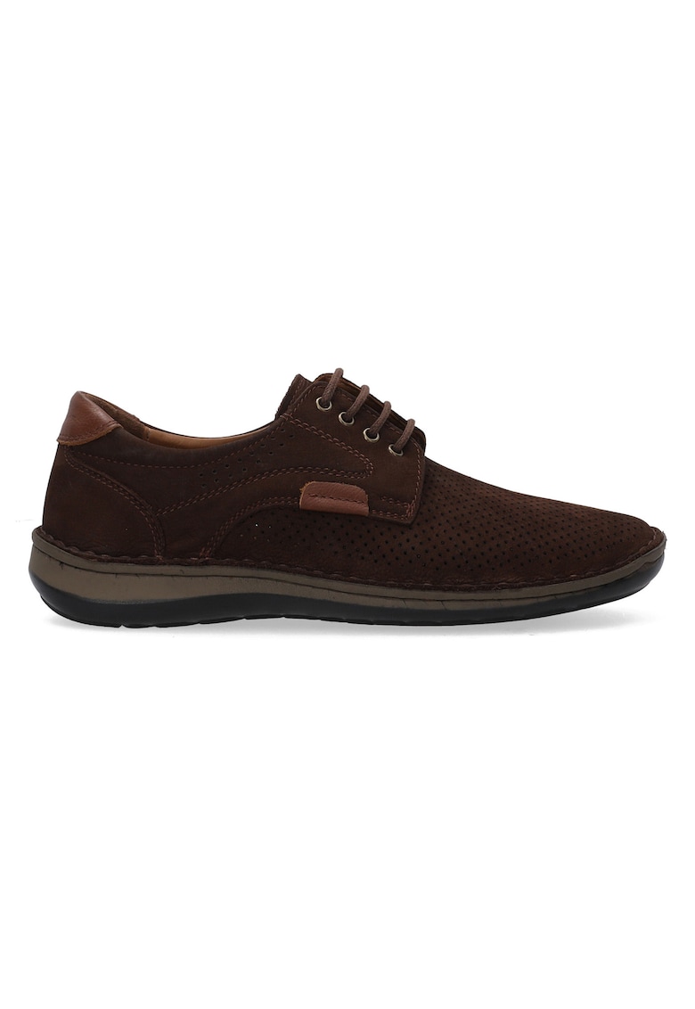 Pantofi casual din piele nubuc cu perforatii