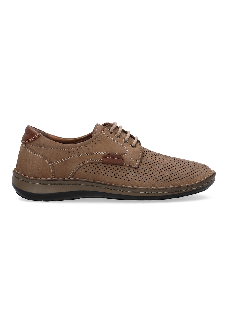 Pantofi casual din piele nubuc perforati -