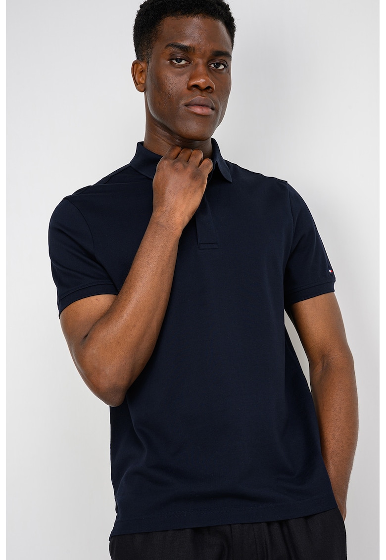 Tricou polo regular fit cu fenta ascunsa cu nasturi - Albastru ultramarin