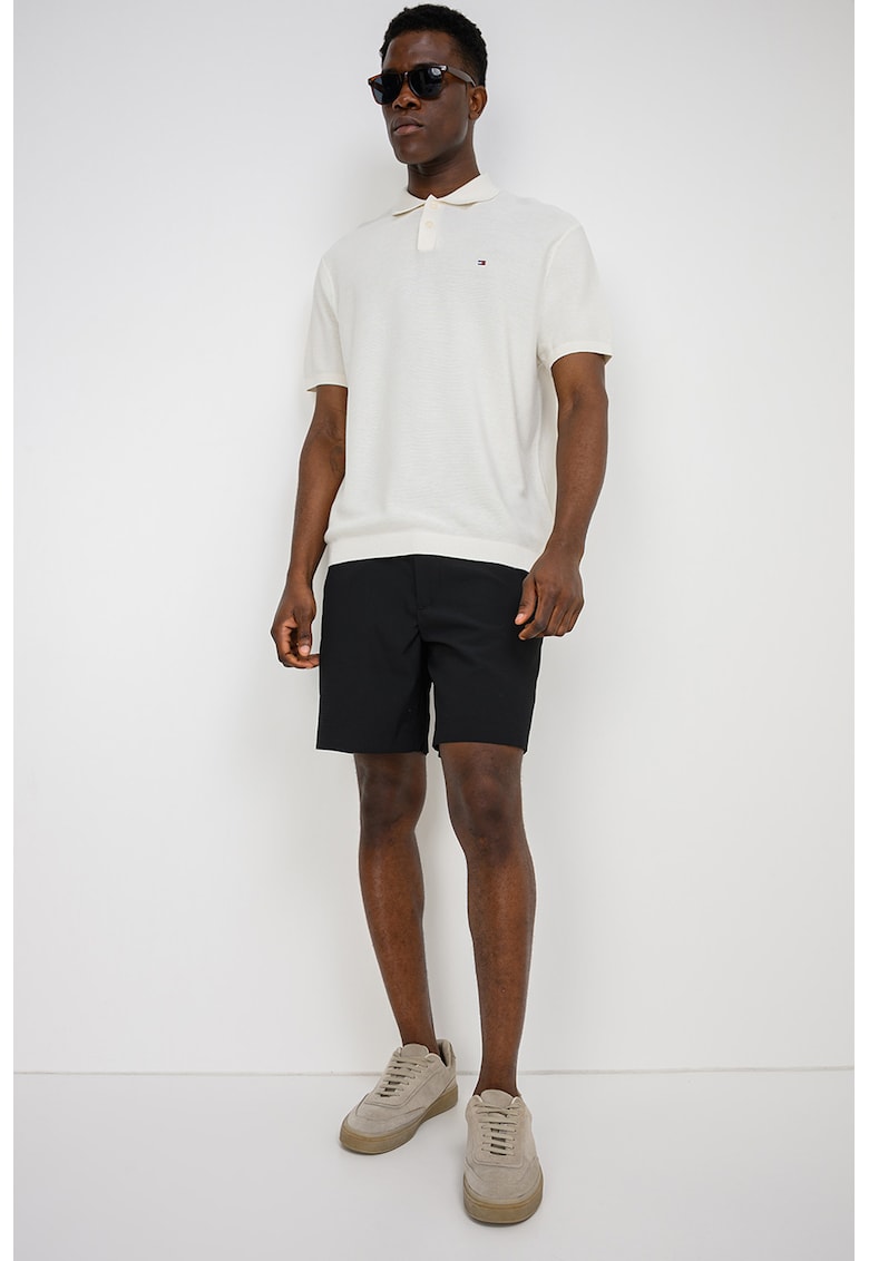 Tricou polo din bumbac organic cu detaliu cu logo discret - Alb fildes