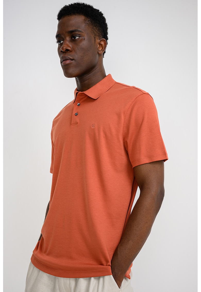 Tricou polo din bumbac cu monograma brodata discreta