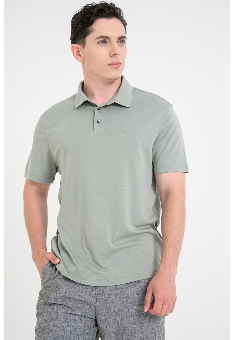 Tricou polo din bumbac cu monograma brodata discreta