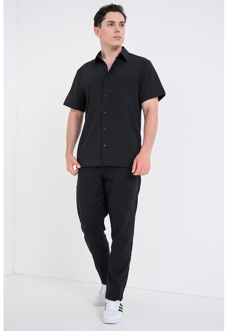 Camasa regular fit cu guler clasic - Negru stins