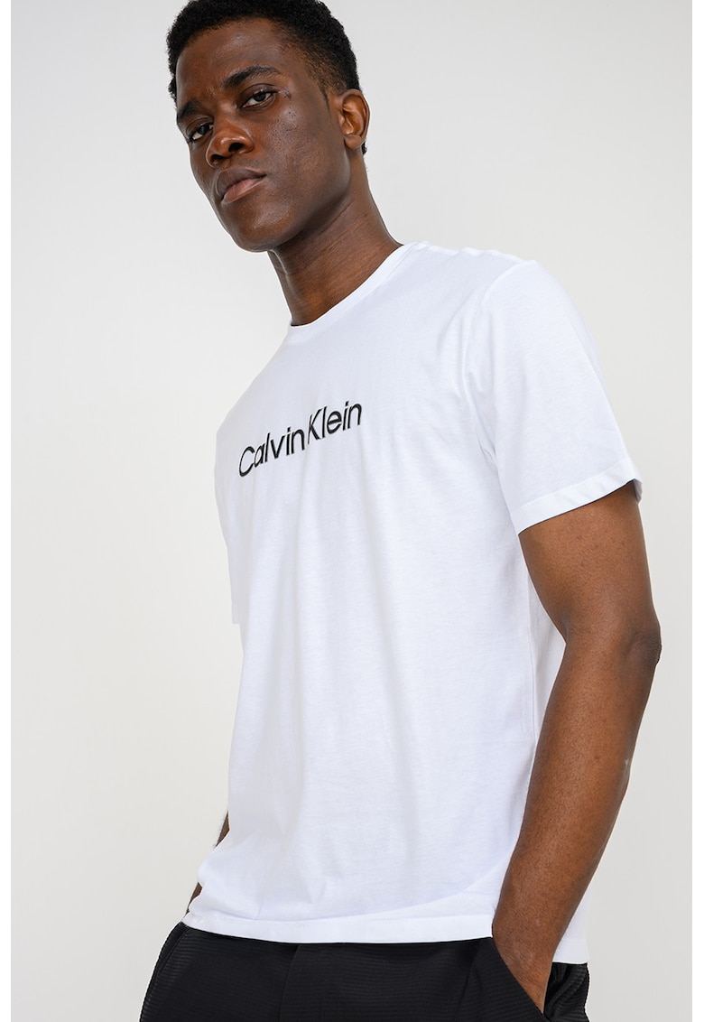 Tricou regular fit din bumbac cu imprimeu logo - Alb/Negru