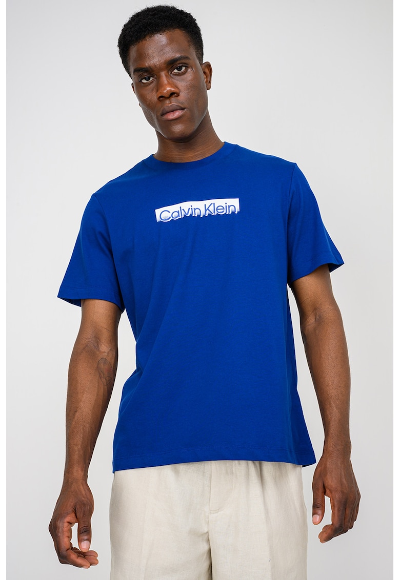 Tricou din bumbac cu imprimeu - Alb/Albastru royal
