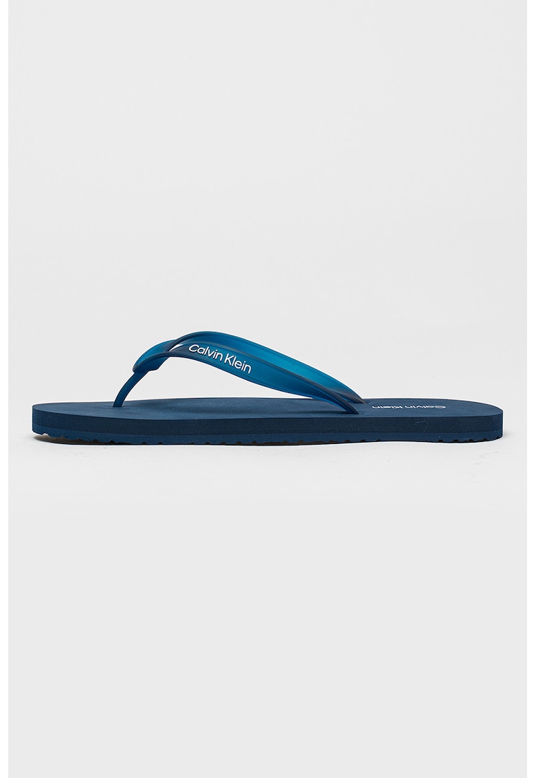 Papuci flip-flop cu logo - Albastru stins