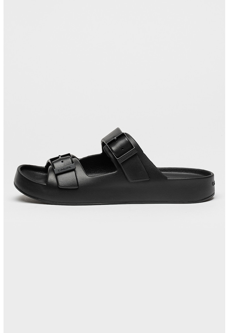 Papuci uni cu catarama - Negru stins